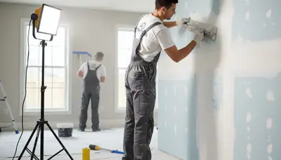 Drywall repair experts fixing wall cracks and holes in a Saint Charles, MO home interior