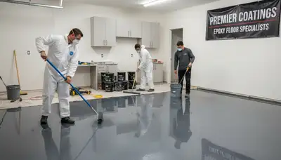 Epoxy floor coating in Saint Charles MO garage applied by professional house painters