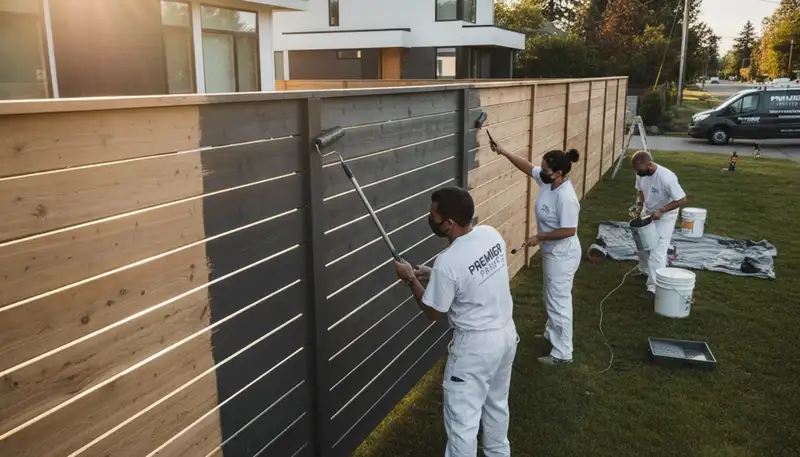 Professional fence painting in Saint Charles, MO by expert house painters using durable weatherproof finishes