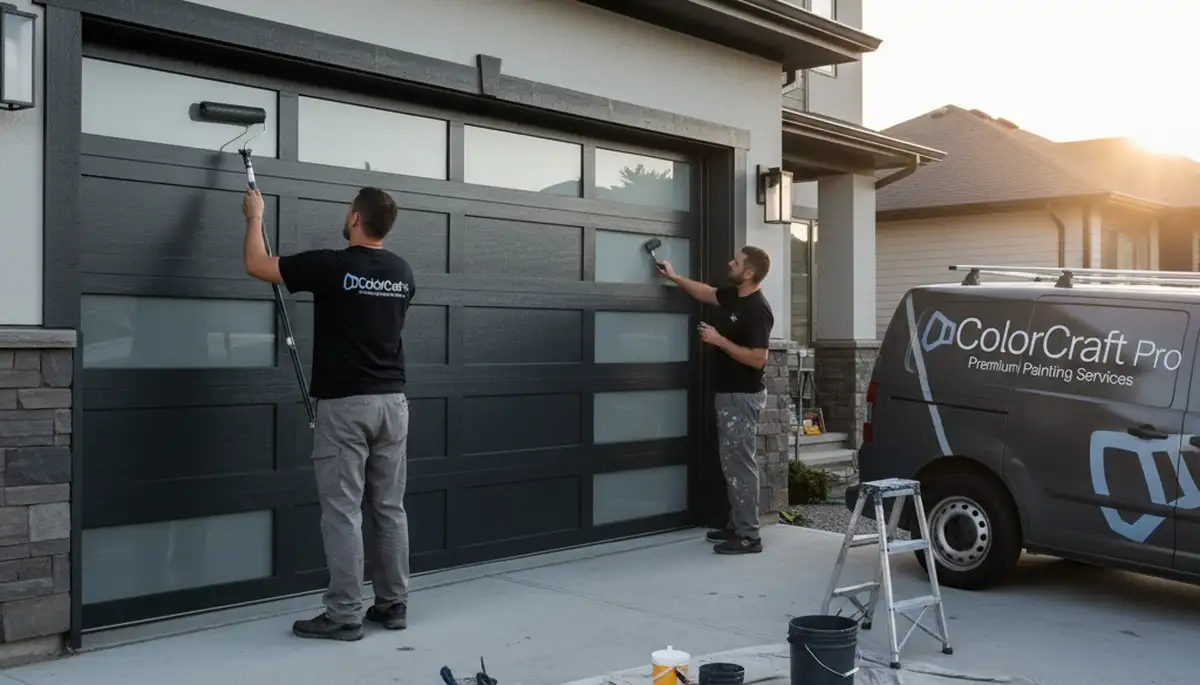 Professional garage door painting in Saint Charles MO by expert house painters for lasting curb appeal