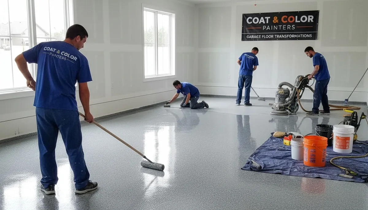 Professional garage floor epoxy coating in Saint Charles, MO by expert house painters