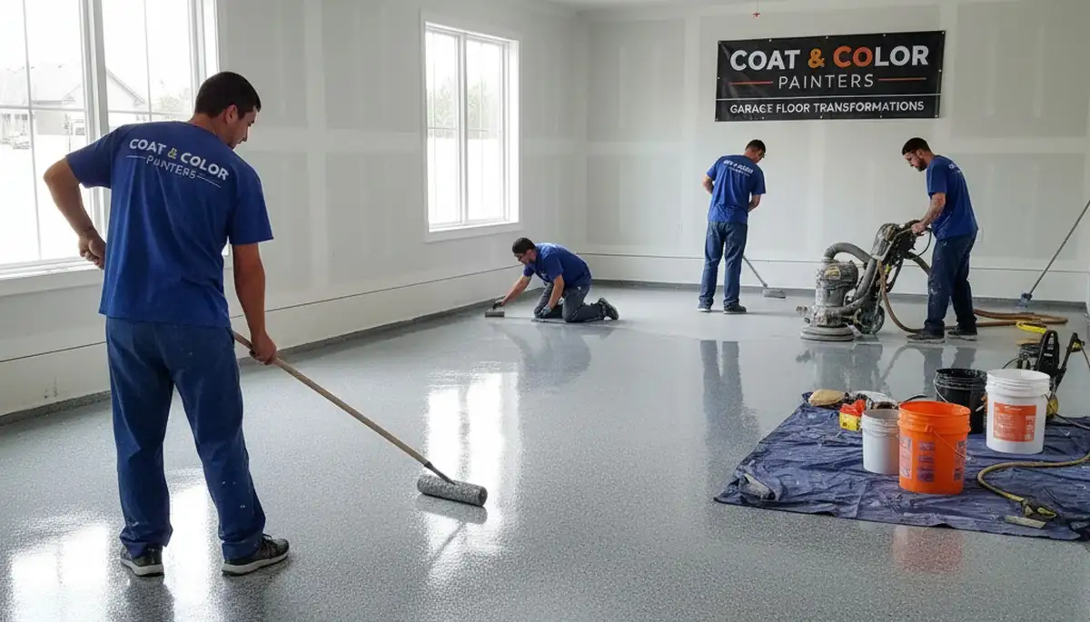 Professional garage floor epoxy coating in Saint Charles, MO by expert house painters
