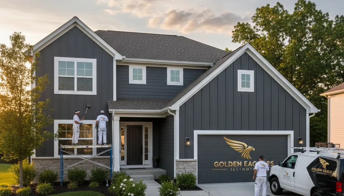 Professional house painters working on home exterior in Saint Charles, MO