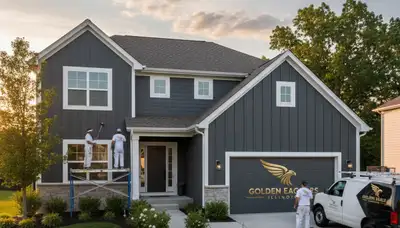 Professional house painters working on home exterior in Saint Charles, MO