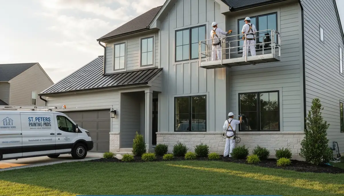 Professional house painters working on a home exterior in Saint Charles, MO