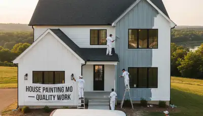 House painters in Saint Charles, MO preparing a home exterior for professional painting services