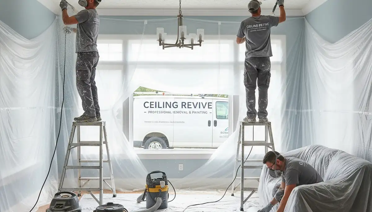 Professional popcorn ceiling removal in Saint Charles MO by expert house painters for smooth finishes