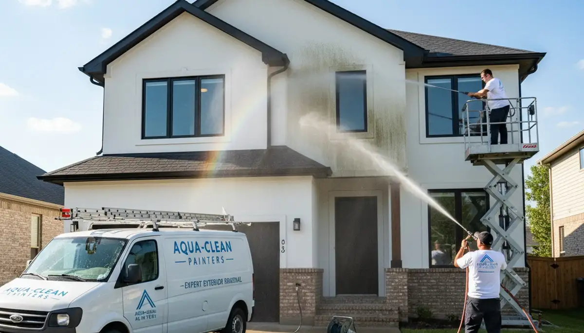 Professional pressure cleaning on home exterior in Saint Charles, MO by house painting experts