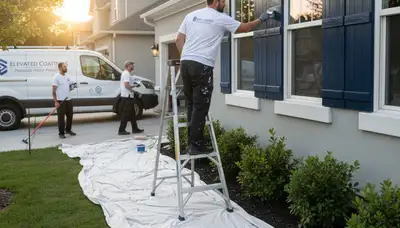 Professional shutter painting by house painters in Saint Charles, MO restoring curb appeal