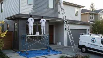 Professional siding painting on a Saint Charles MO home exterior by expert house painters